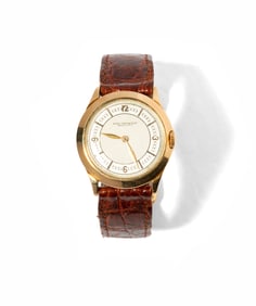 Black Starr & Frost 14 Karat Yellow Gold and Leather Watch
