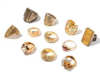 Group of Assorted Gold, Sterling Silver, Gold-Plate and Multi-Stone Rings