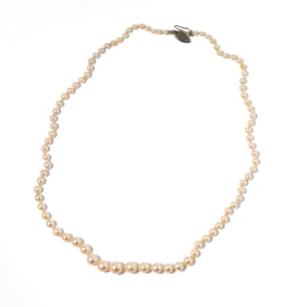 Sterling Silver and Graduated Cultured Pearl Necklace