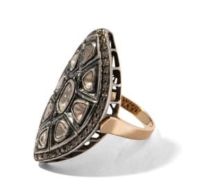 14 Karat Yellow Gold And Sterling Diamond Ring