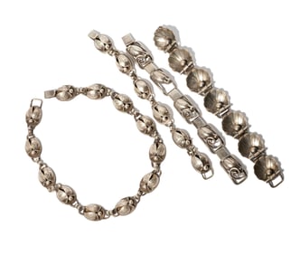 Georg Jensen Four Sterling Silver Pieces Of Jewelry