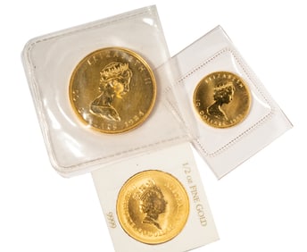 Three Queen Elizabeth .999 Gold Coins