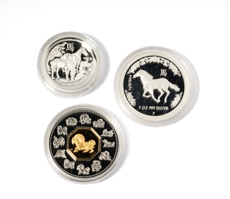 Three Assorted Lunar Horse Bullion