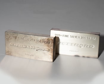 Two, One Hundred Troy Ounce Silver Bars