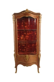 Louis XV-Style Parquetry Vitrine Cabinet