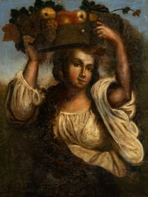 Continental School: Maiden with Fruit Basket