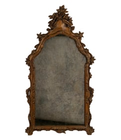 Rococo-Style Carved Wood Wall Mirror