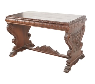 Renaissance Revival-Style Carved Library Table