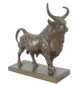 Patinated Bronze figure of a Bull