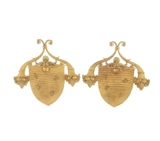 Pair of French Empire-Style Gilt Bronze Wall Plaques