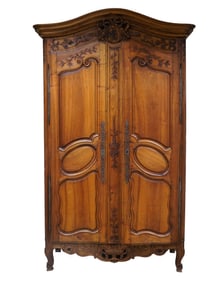 Louis XV Provincial Carved Fruitwood Armoire