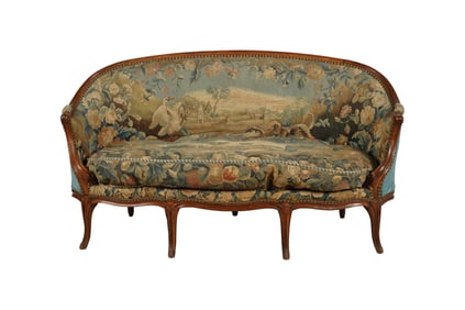 Louis XV Fruitwood and Tapestry Canape
