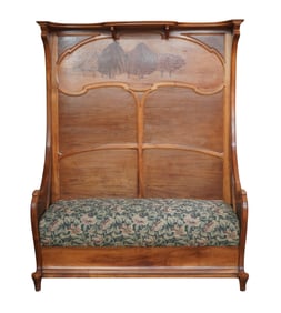 Charles Spindler (1865 - 1938): Art Nouveau Marquetry Settle