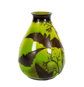 Henri Muller Cameo Glass Bat Vase
