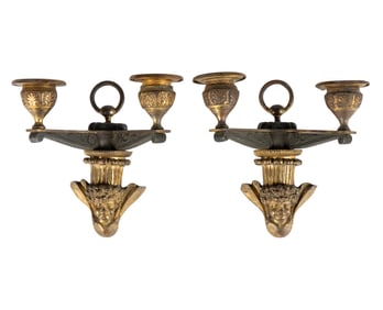 Pair of French Empire Twin-Light Sconces