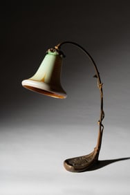 Art Nouveau Bronze and Art Glass Table Lamp