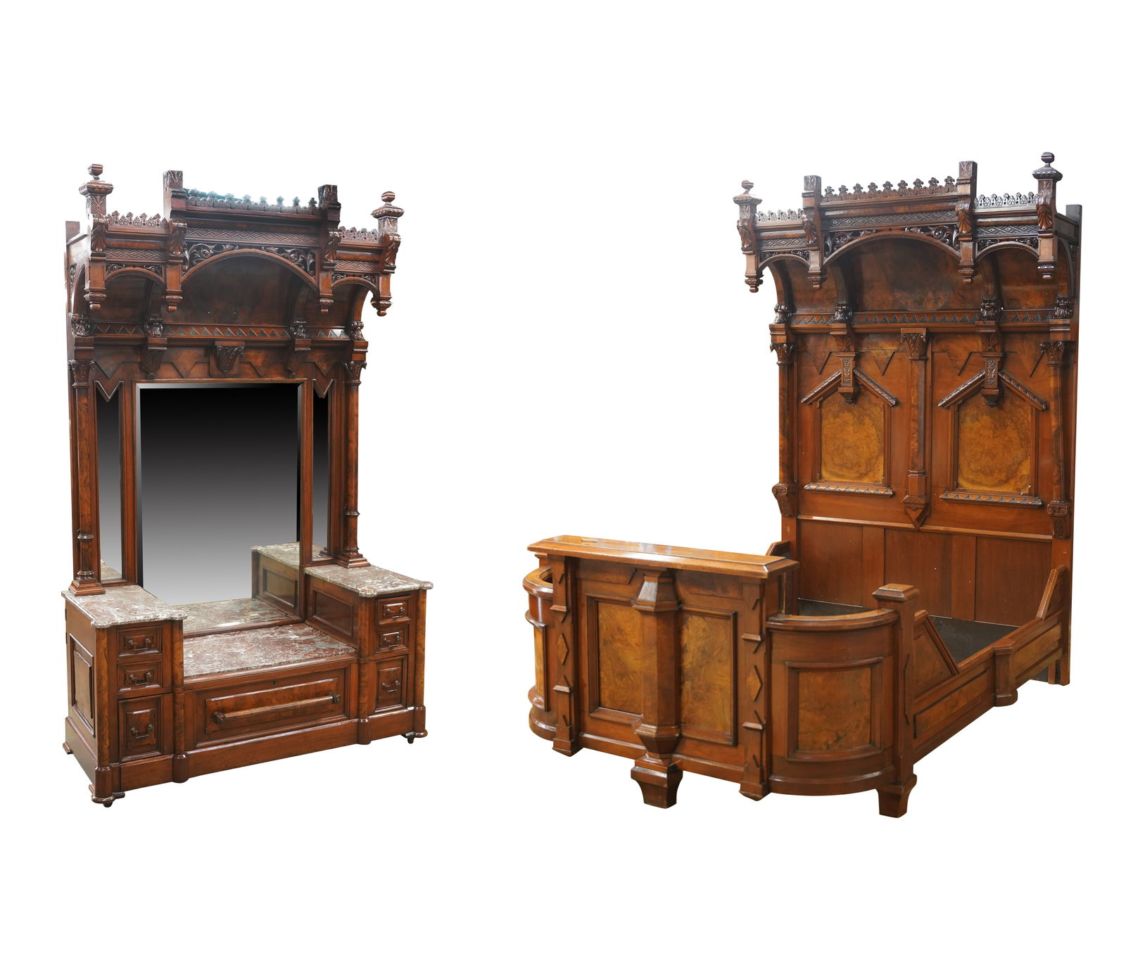 Victorian Renaissance Revival Bed and Dresser (1 of 20)