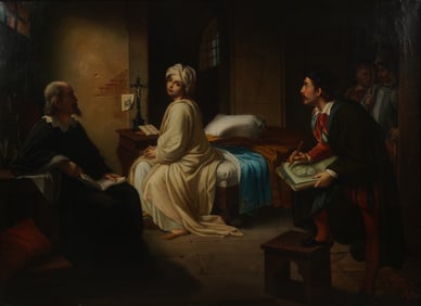 Studio of Achille Leonardi (1800 - 1870): Beatrice Cenci Being Sketched by Guido Reni in Prison