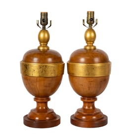 Pair of Turned Wood Baluster Table Lamps
