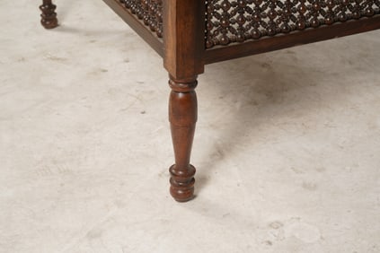 Moroccan Style Carved Wood and Brass Tray Coffee Table