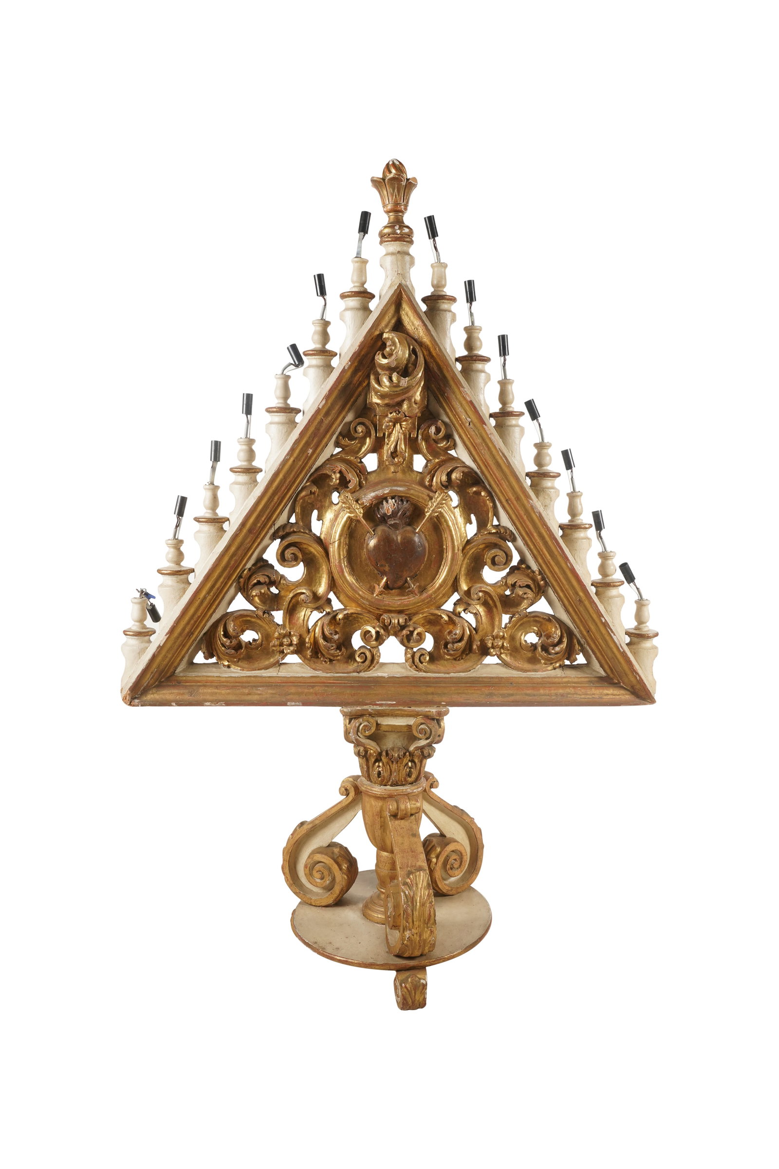 Monumental Italian Giltwood Candelabrum: electrified with 14 lights 74 x 50 x 22 in. (188 x 127 x 55.9 cm.)