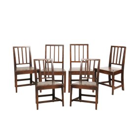 Set of Six Georgian Provincial Oak Dining Chairs