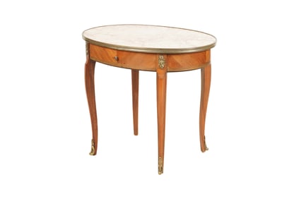 Louis XV-Style Oval Marble-Top End Table