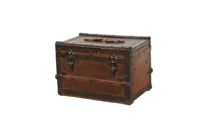 Iron-Mounted Wood Trunk