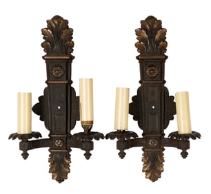 Pair of Iron Twin-Light Sconces