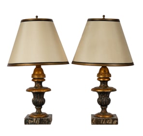 Pair of Venetian Painted Wood Table Lamps