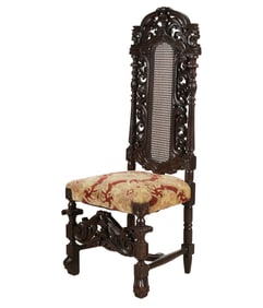 Carved and Caned High Back Chair