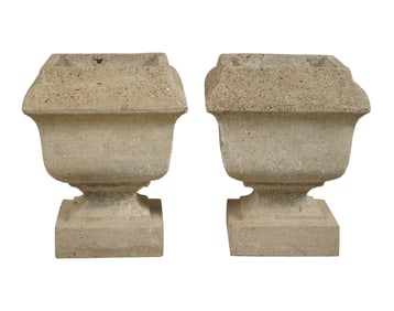 Pair of French Cast Cement Planters