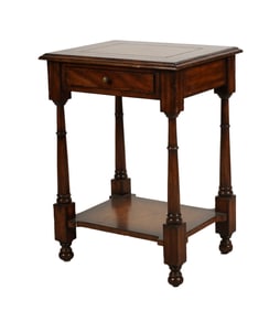 Leather-Inset Mahogany End Table