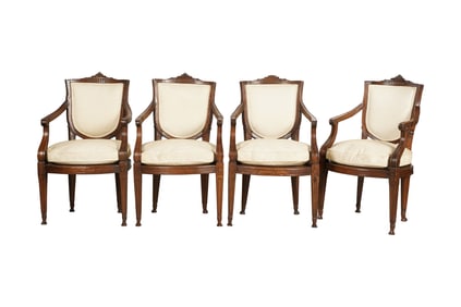 Set of Four Carved Fauteuils