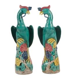 Pair of Chinese Porcelain Birds