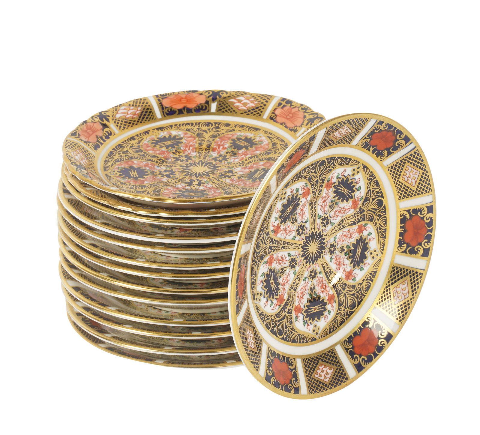 Group of Royal Crown Derby Old Imari Porcelain Saucers (1 of 8)