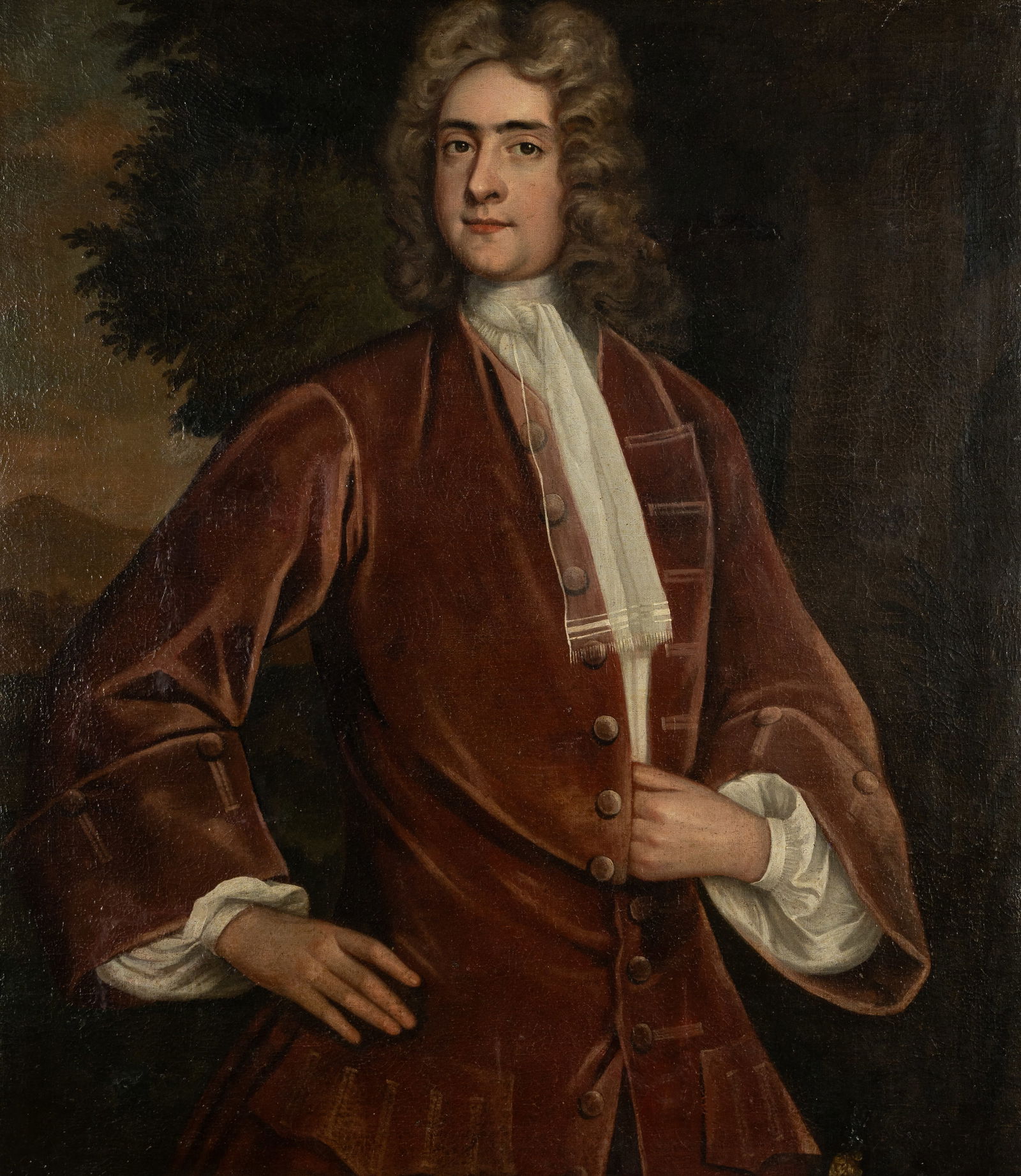 Continental School: Portrait of a Gentleman: oil on canvas, relined; unsigned 41 x 35 1/2 in. (104.1 x 90.2 cm.), Frame: 47 1/4 x 42 1/4 in. (120 x 107.3 cm.)