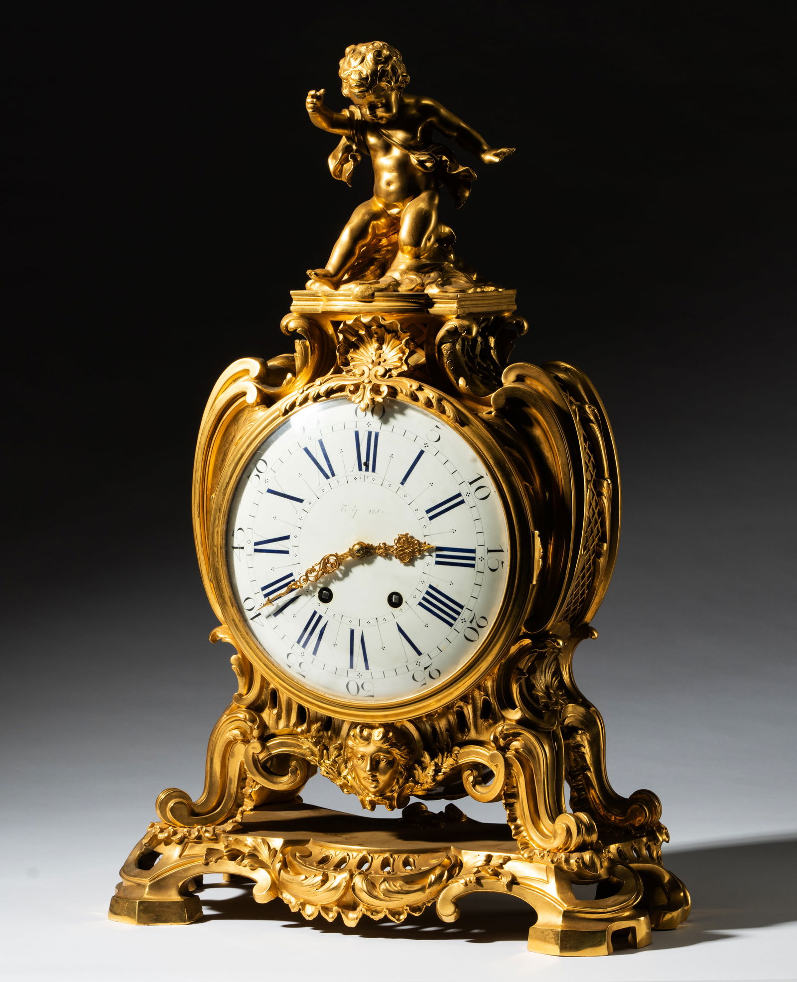 Louis XV-Style Gilt Bronze Figural Mantel Clock Retailed by Tiffany (1 of 13)
