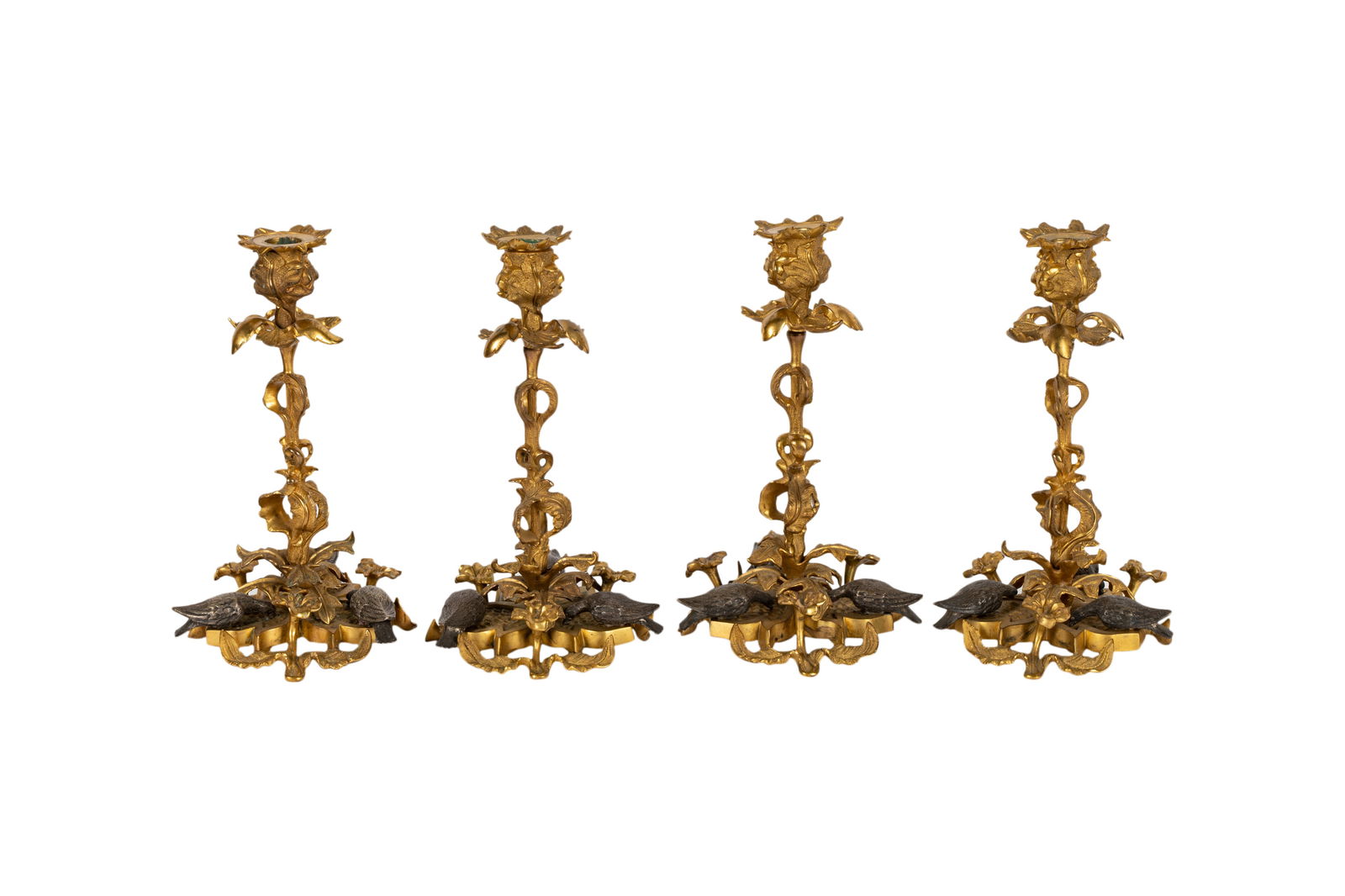 Set of Four Gilt Bronze Bird Candlesticks (1 of 19)