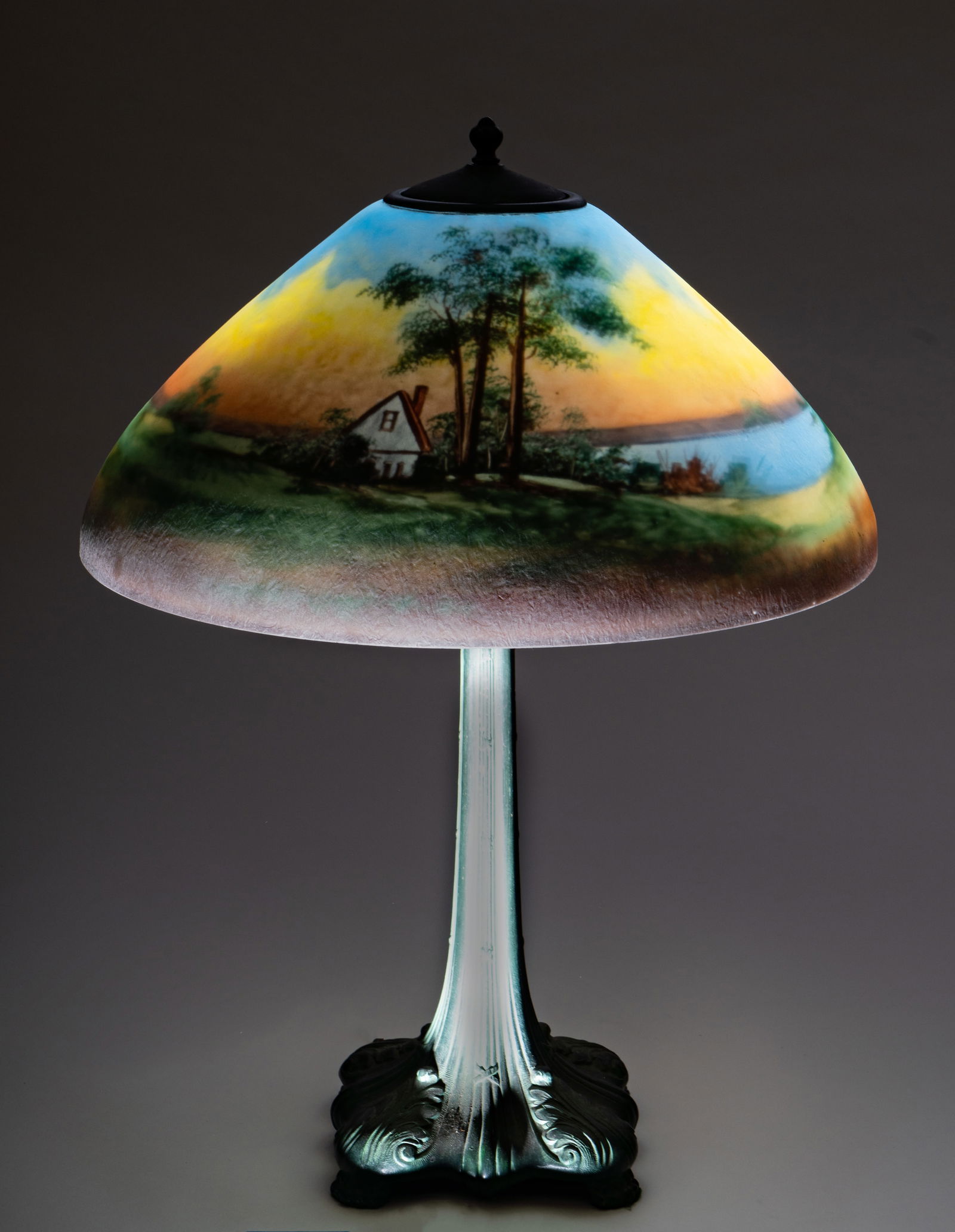 Jefferson Reverse-Painted Scenic Glass Table Lamp (1 of 14)