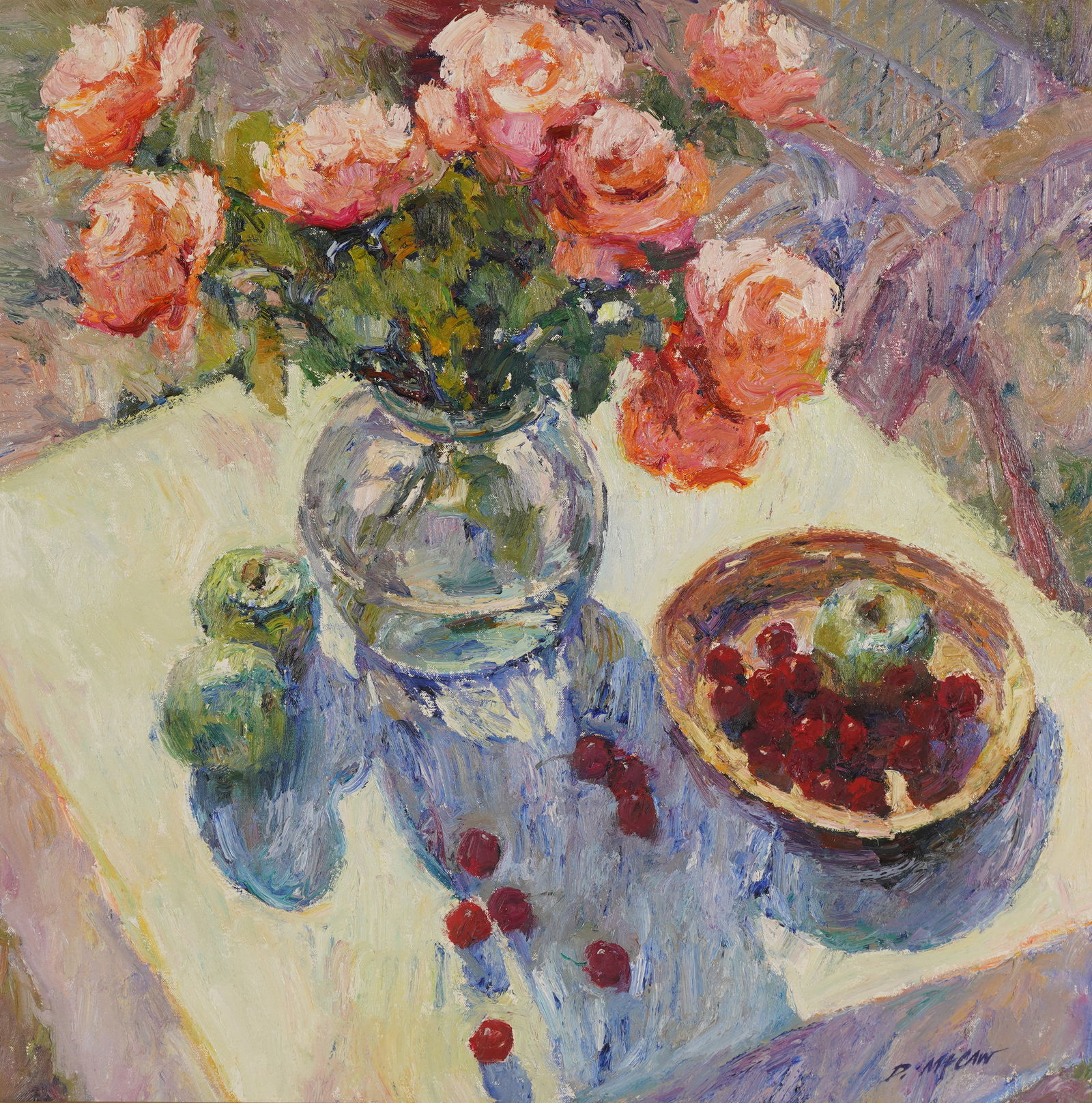 Dan McCaw (B. 1942): Still Life: Dan McCaw B. 1942 Still Life oil on canvas signed lower right Sight: 29 x 29 in. (73.7 x 73.7 cm.), Frame: 39 1/2 x 39 1/2 in. (100.3 x 100.3 cm.) Provenance: The Estate of Toni Lynn Russo, Los Angele