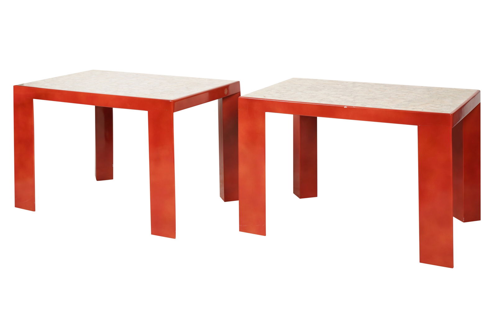 Style of Jean Dunand: Pair of Eggshell Lacquer End Tables (1 of 9)