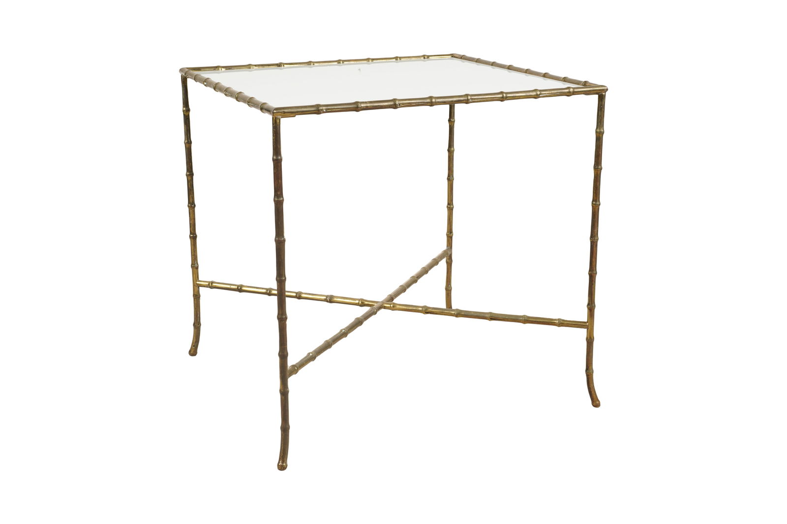 Brass and Milk Glass Square End Table (1 of 10)