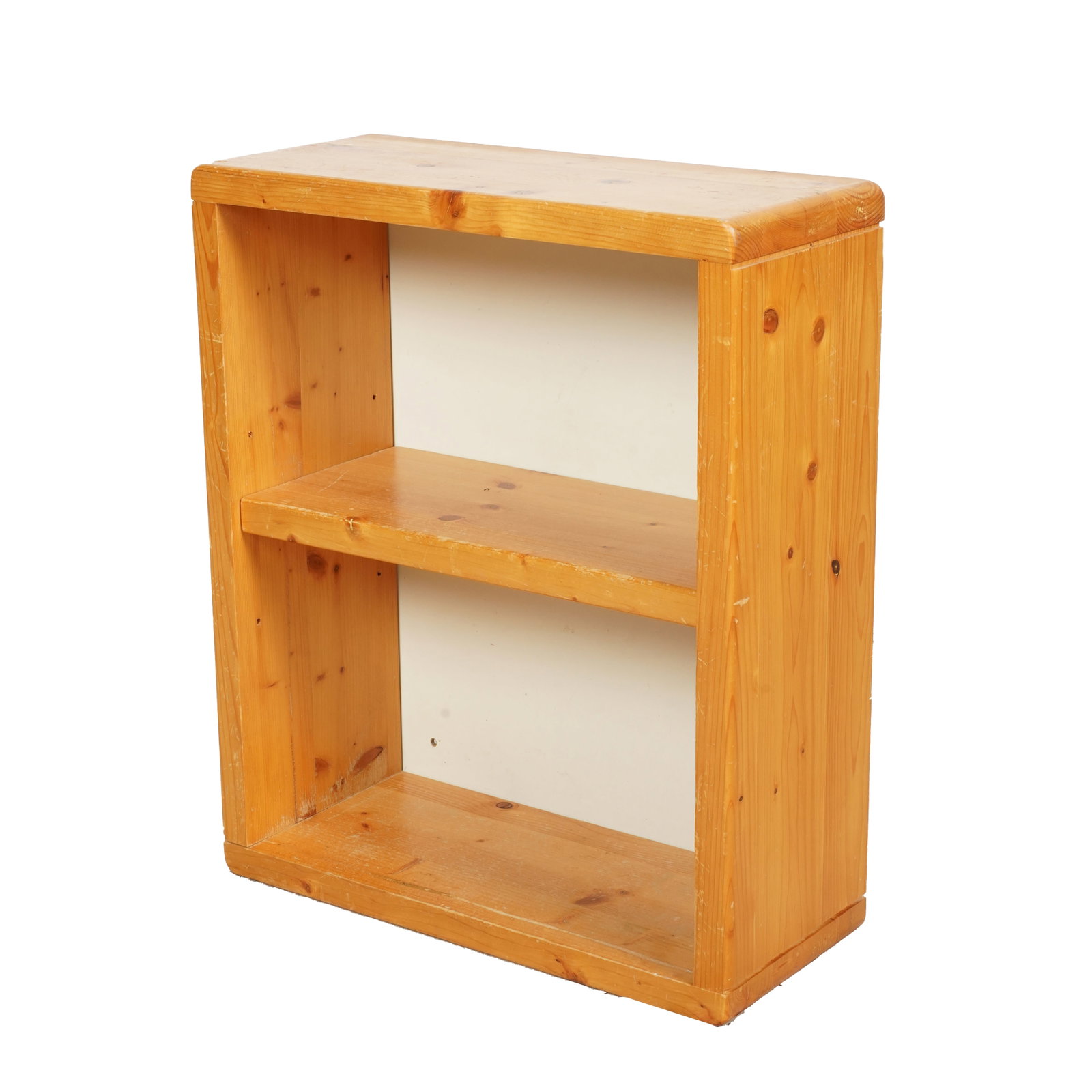 Charlotte Perriand Les Arc Small Bookstand: 1960s, pine, two sections, with single shelf, unsigned 24 x 20 x 8 1/4 in. (61 x 50.8 x 21 cm.)