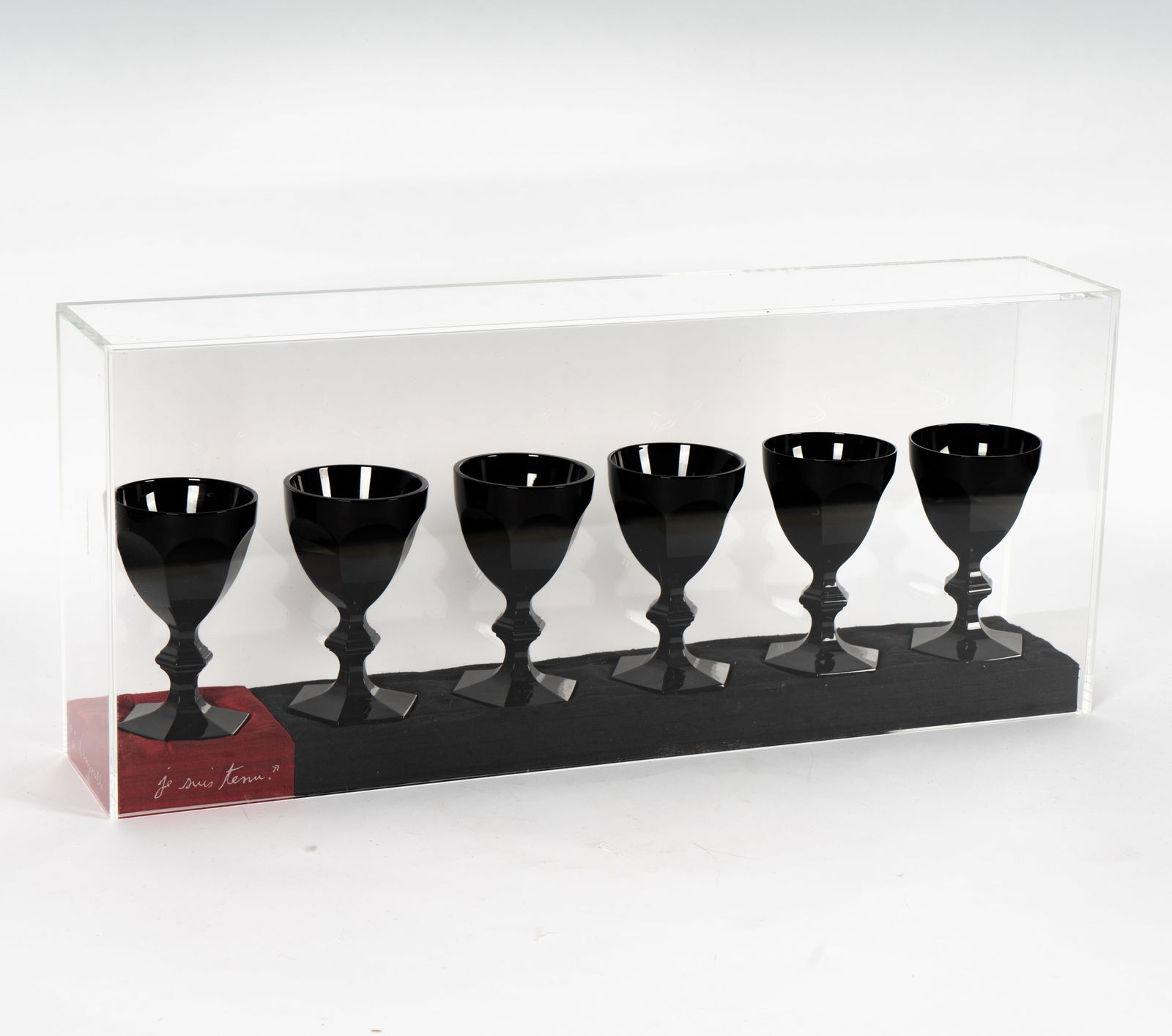 Philippe Starck for Baccarat: Set of Six Harcourt Wine Glasses In Case: each signed 5 1/2 x 3 1/4 in. dia. (14 x 8.3 cm.), Case: 10 1/2 x 24 1/4 x 4 1/2 in. (26.7 x 61.6 x 11.4 cm.)