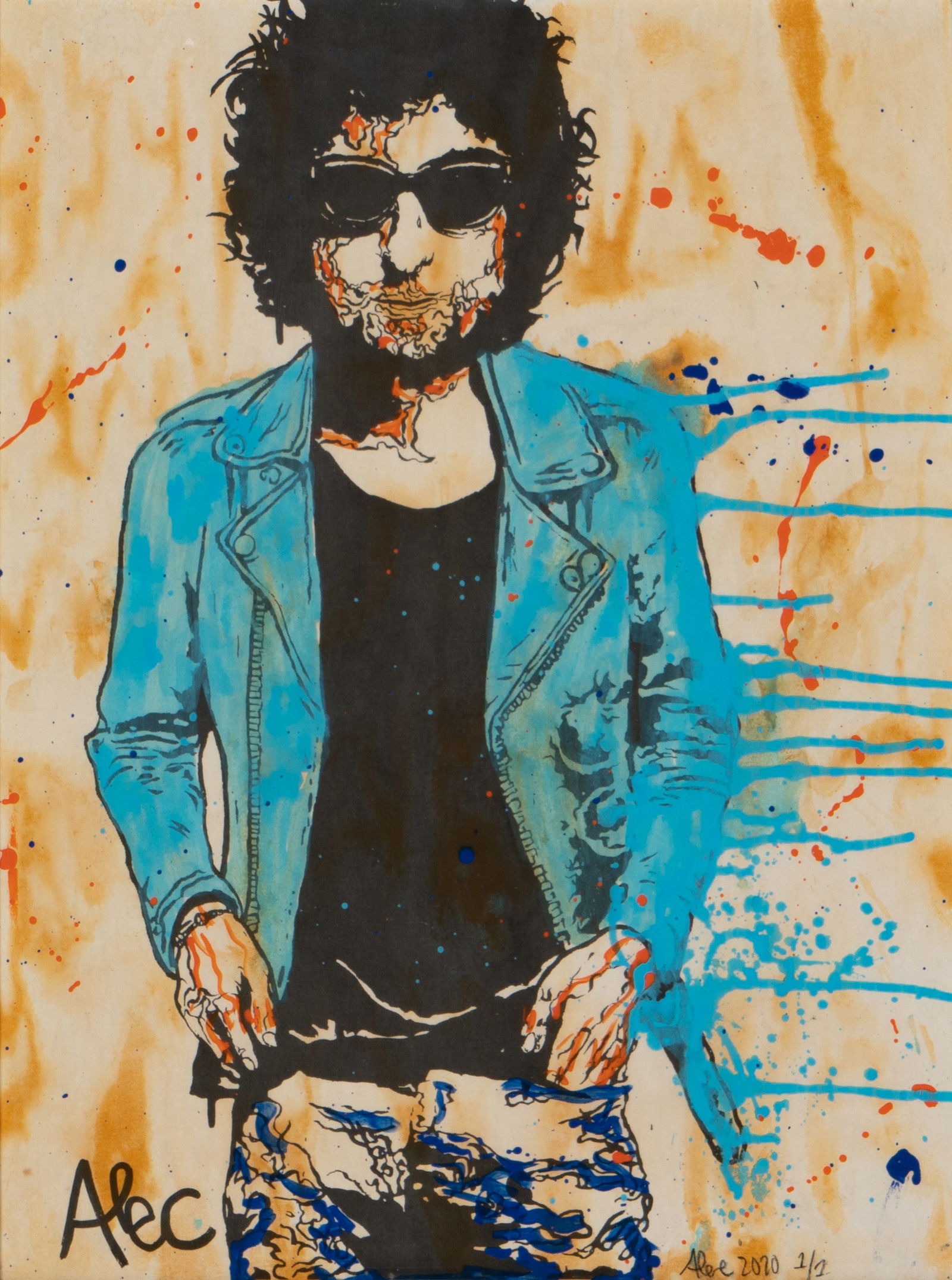 Alec Monopoly, 1986-, Bob Dylan: Alec Monopoly 1986- Bob Dylan monotype 2010, signed dated and numbered 1/1 lower right 24 x 18 in. (61 x 45.7 cm.), Frame: 26 1/4 x 20 1/4 in. (66.7 x 51.4 cm.)
