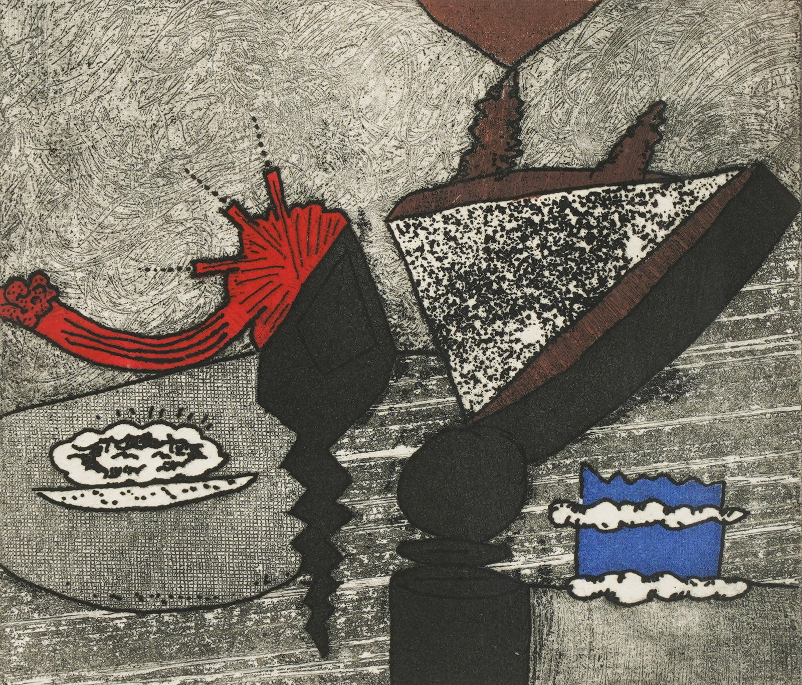 Leonard Edmondson (1916-2002): Beacon 2: Leonard Edmondson 1916-2002 Beacon 2 colored etching 1981; ed. 5/25; signed, titled and numbered in pencil Plate: 7 1/8 x 8 3/8 in. (18.1 x 21.3 cm.), Frame: 17 1/2 x 18 3/4 in. (44.5 x 47.6 cm.)