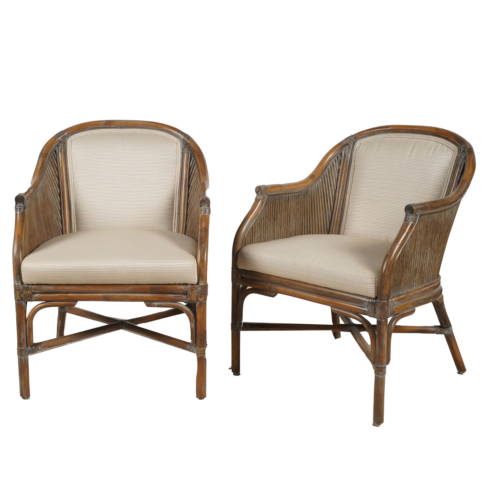 Pair of LA Core Wicker Upholstered Armchairs (1 of 11)