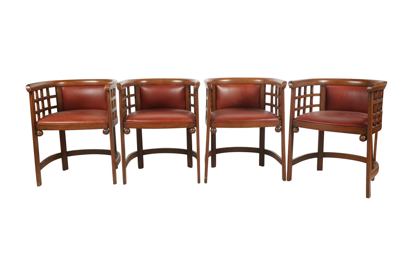 Set of Four Deco Barrel Back Armchairs (1 of 11)