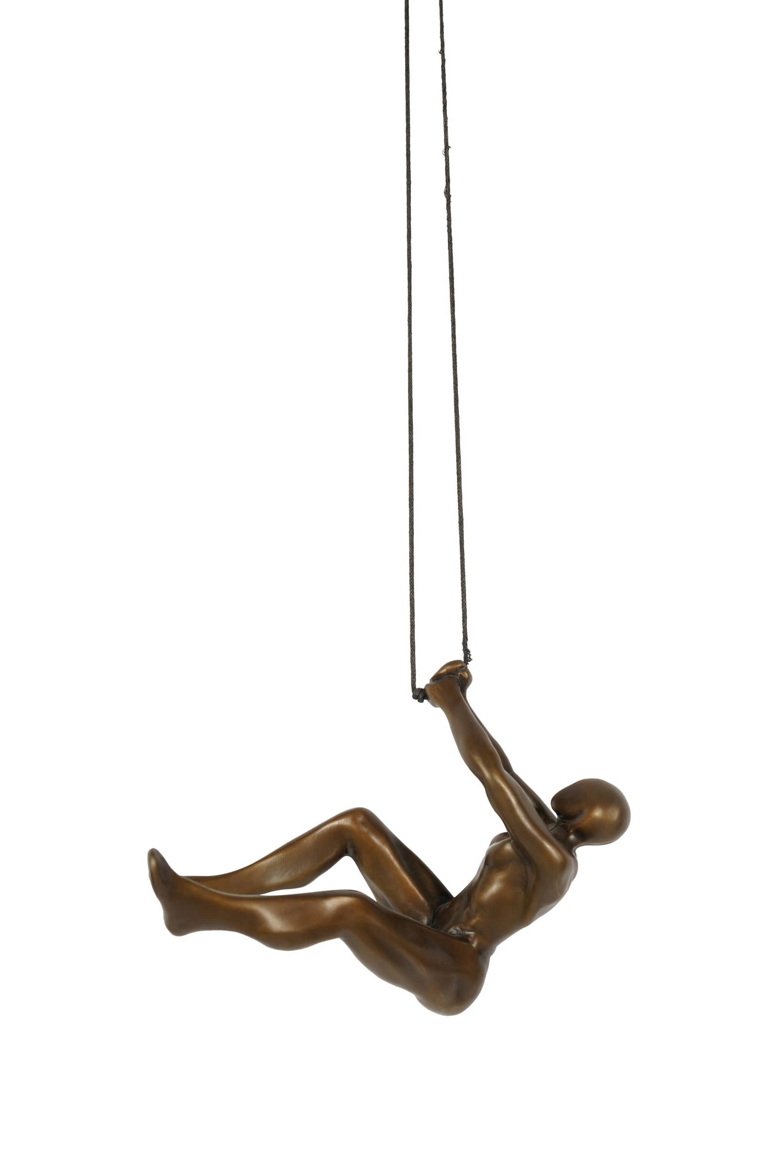 Roberto Gutierrez (20th Century): Nude Male: bronze and rope, signed under foot, numbered XXXIV/L 4 3/4 x 5 1/2 x 4 in. (12.1 x 14 x 10.2 cm.)